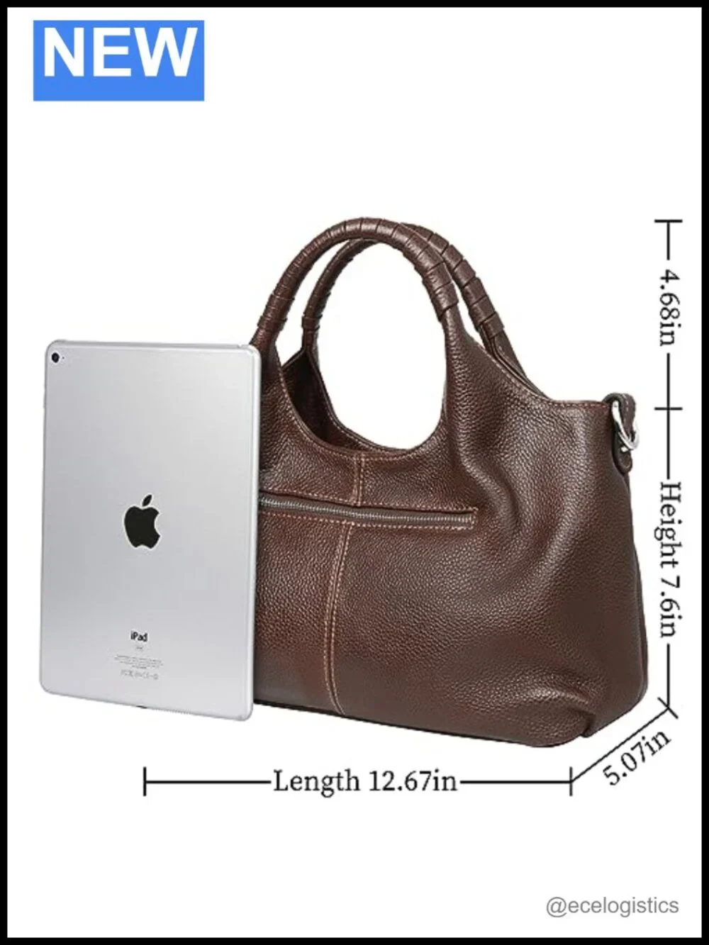 Genuine Leather Cowhide Satchel Handbag Crossbody Shoulder Hobo Bag with Zipper